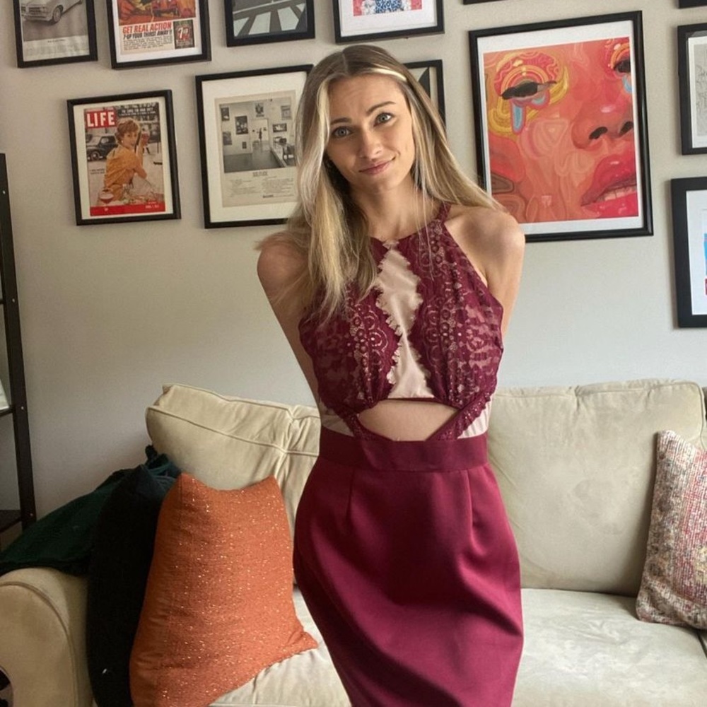 Charlotte Russe Maroon Lace Mini Dreas